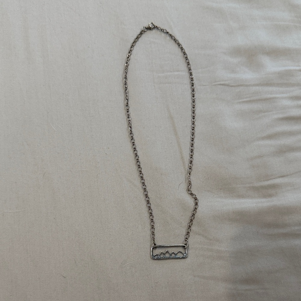 Silver Chain Necklace with Geometric Pendant